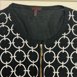 Escada Black and White Circle Motif Top